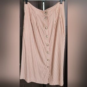 Madewell Midi Striped Buttoned Down Skirt Size 6